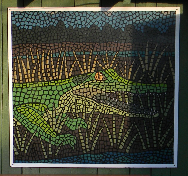 Painted alligator mosaic