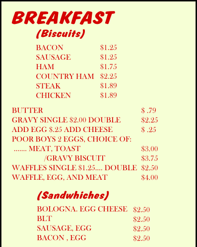 menu